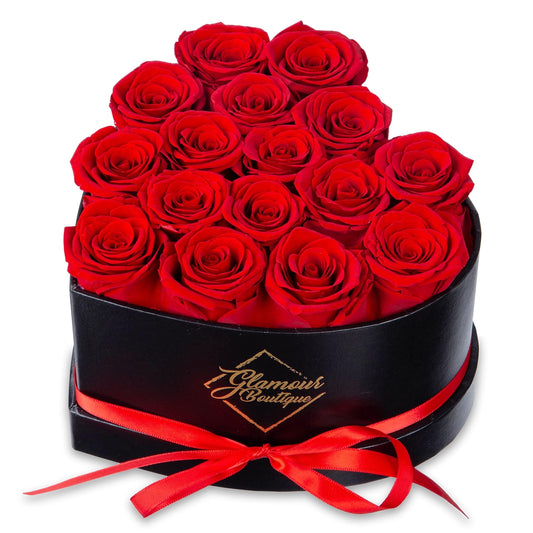 LoveBox London – 16 Roses in Luxury Heart Box, Arrives in 3 Days